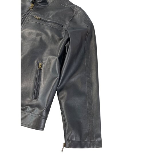 Carbon mens brown faux leather motorcycle jacket Size L SKU 9248 - Picture 5 of 12